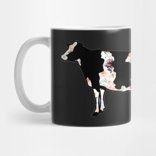 Watercolor Floral Dairy Cow Silhouette  - NOT FOR RESALE WITHOUT PERMISSION Mug